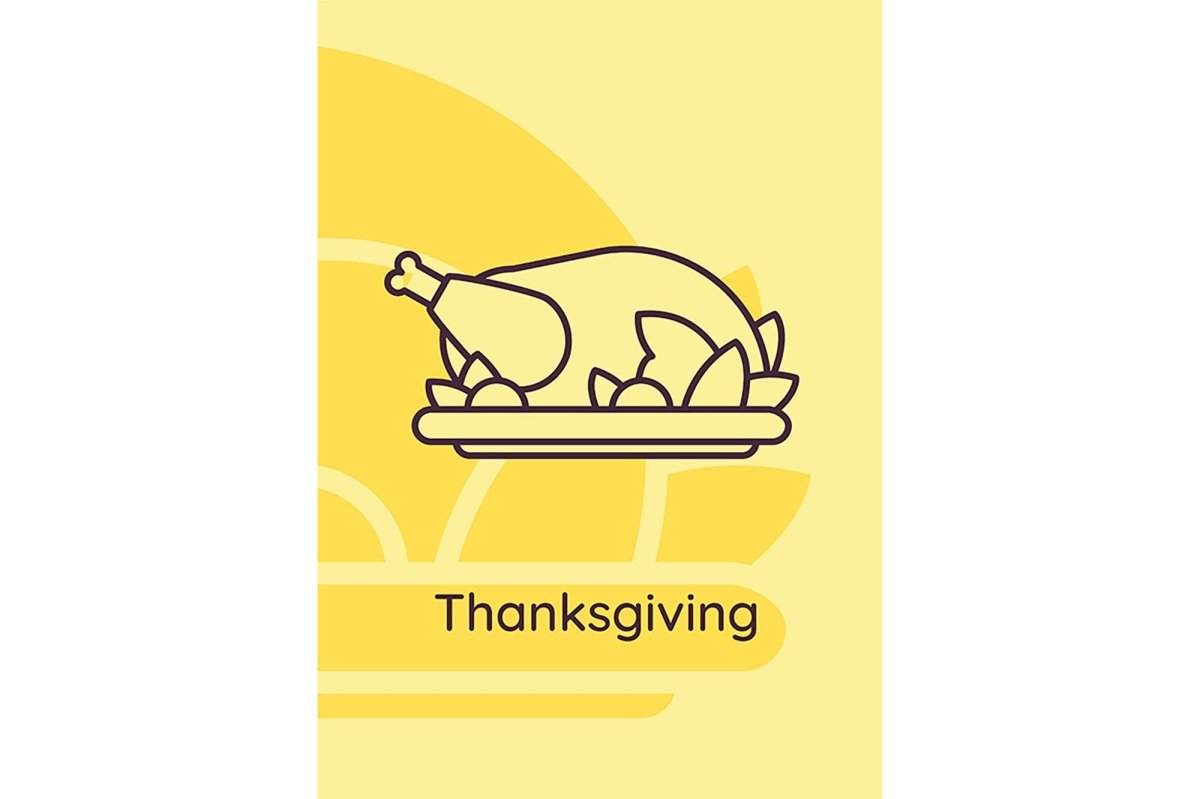 Thanksgiving holidays postcards with linear glyph icon set