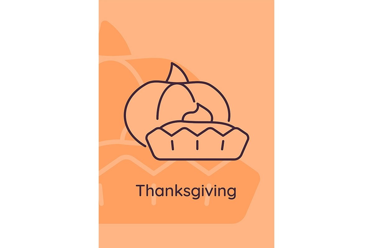 Thanksgiving holidays postcards with linear glyph icon set