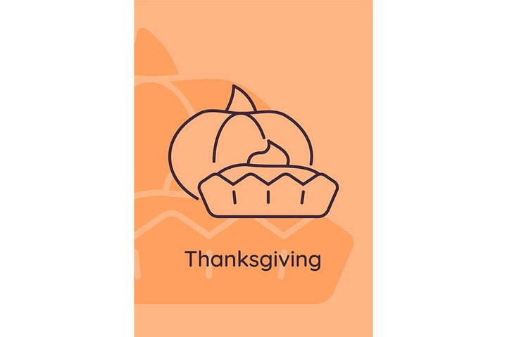 Thanksgiving holidays postcards with linear glyph icon set