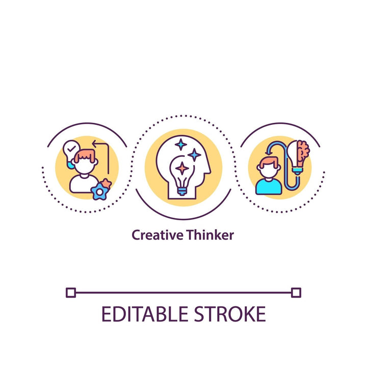 Thinking and creativity concept icons bundle