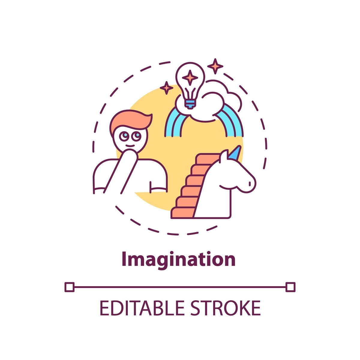 Thinking and creativity concept icons bundle