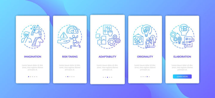 Thinking and creativity onboarding mobile app page screen bundle