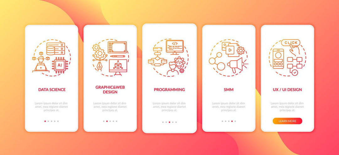 Thinking and creativity onboarding mobile app page screen bundle