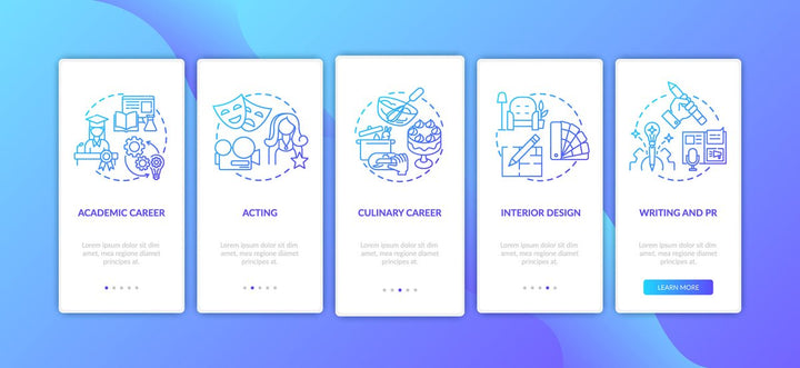 Thinking and creativity onboarding mobile app page screen bundle