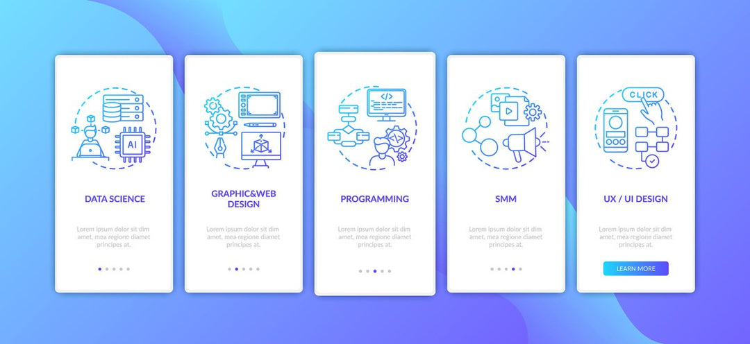 Thinking and creativity onboarding mobile app page screen bundle
