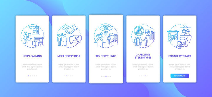Thinking and creativity onboarding mobile app page screen bundle