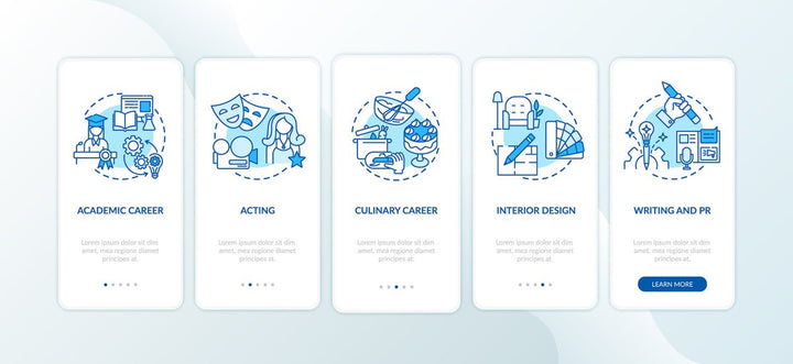Thinking and creativity onboarding mobile app page screen bundle