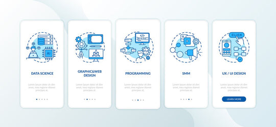 Thinking and creativity onboarding mobile app page screen bundle