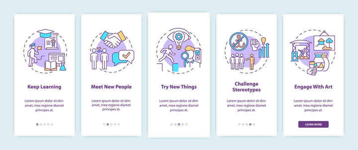 Thinking and creativity onboarding mobile app page screen bundle