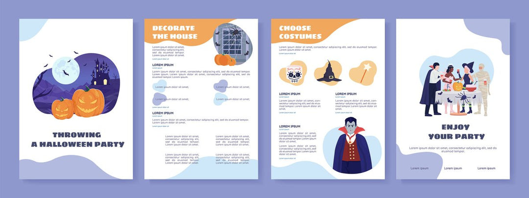 Throwing Halloween party flat vector brochure template