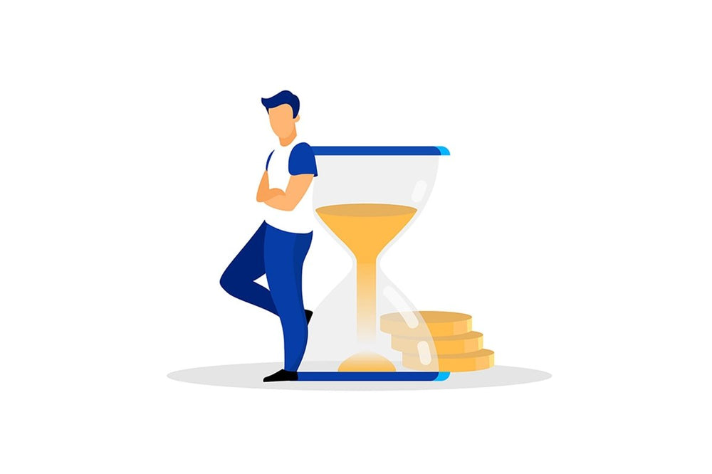 Time management flat vector illustrations set