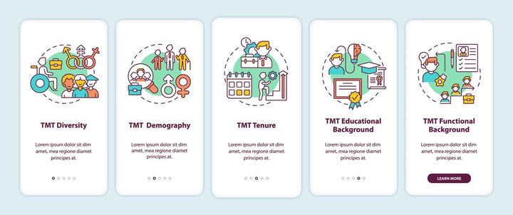 Top management onboarding mobile app page screen bundle