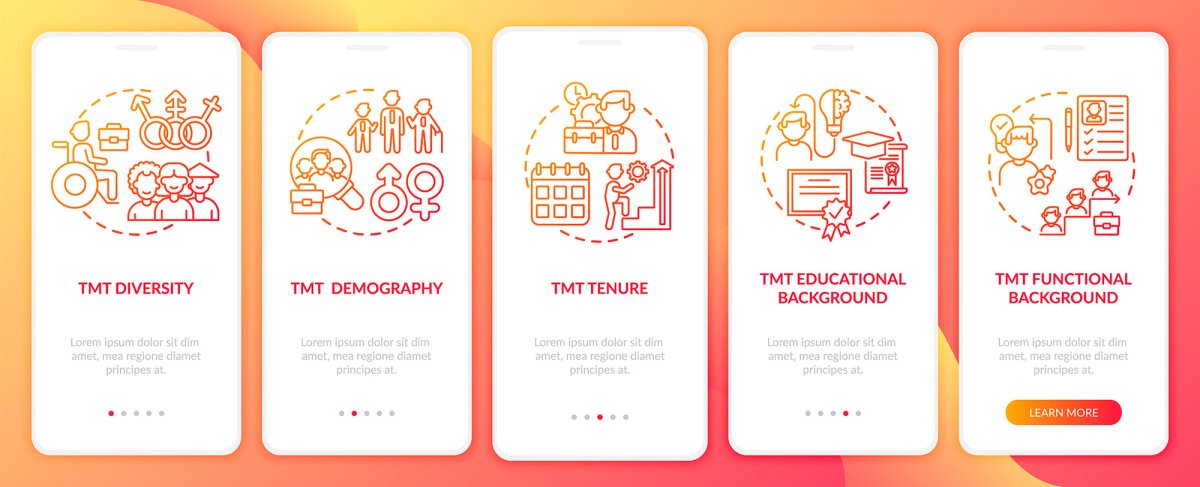 Top management onboarding mobile app page screen bundle
