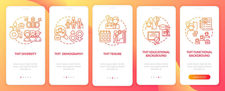 Top management onboarding mobile app page screen bundle