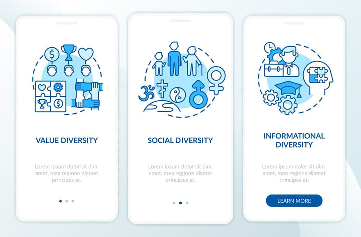 Top management onboarding mobile app page screen bundle