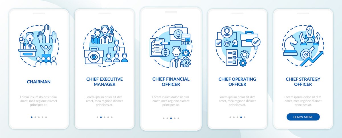 Top management onboarding mobile app page screen bundle