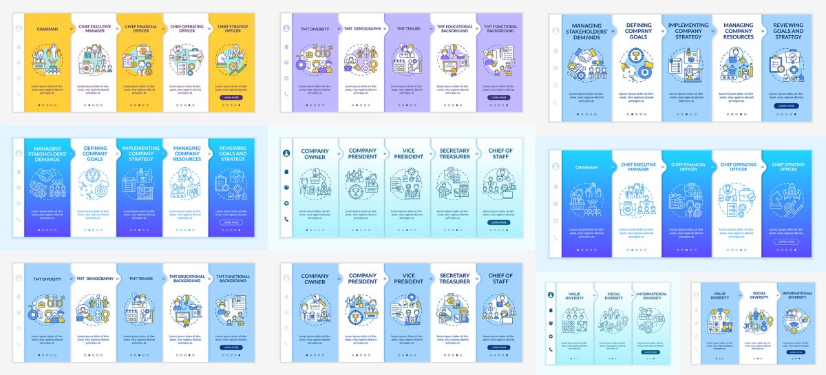 Top management onboarding vector template bundle
