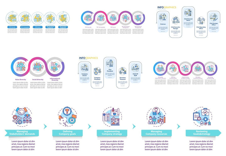 Top management vector infographic template bundle