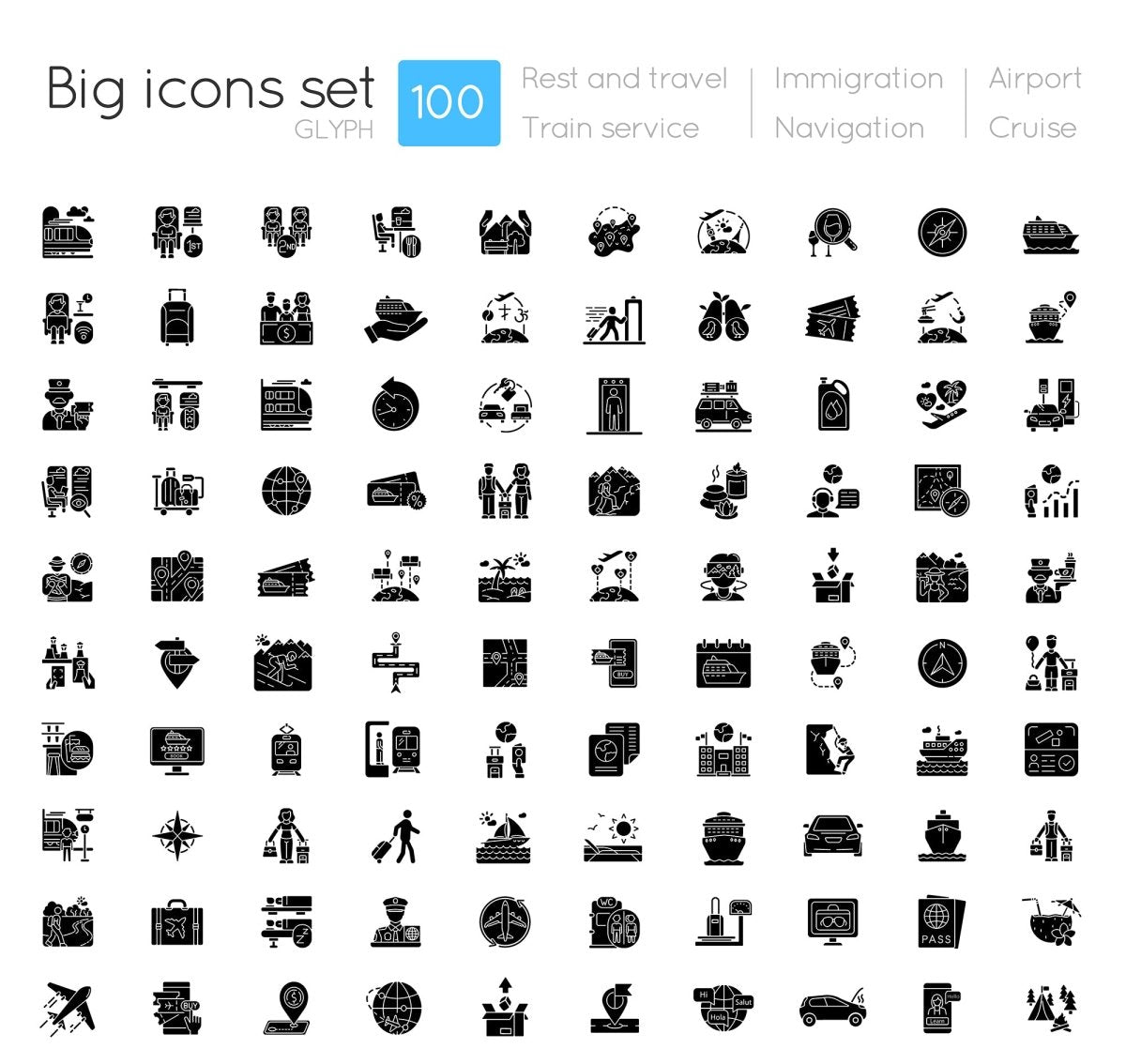 Tourism and travel icons bundle