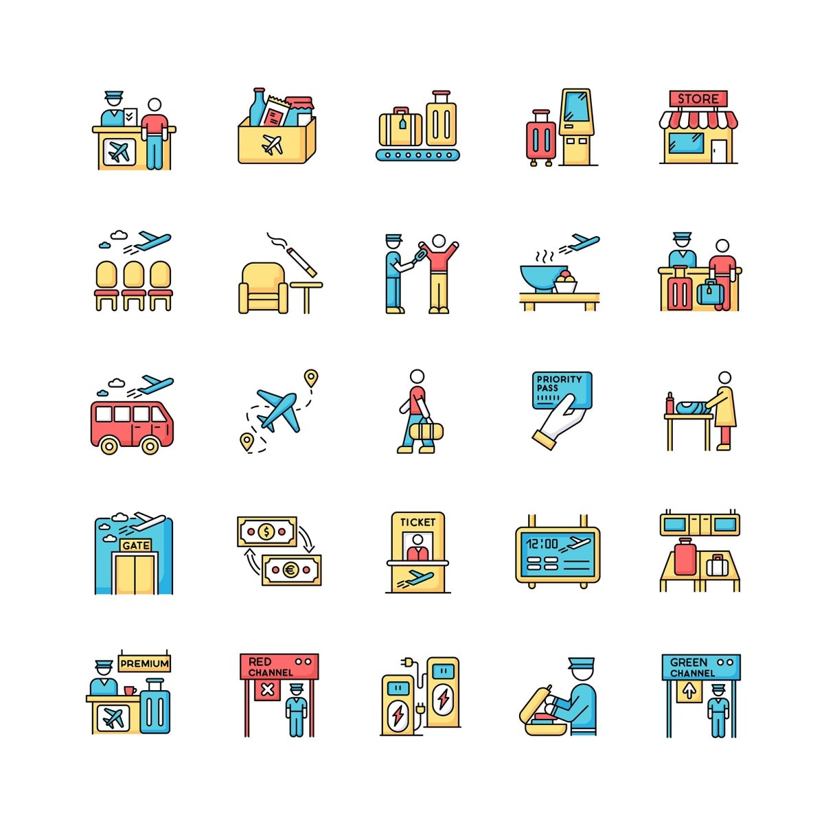 Tourism and travel icons bundle