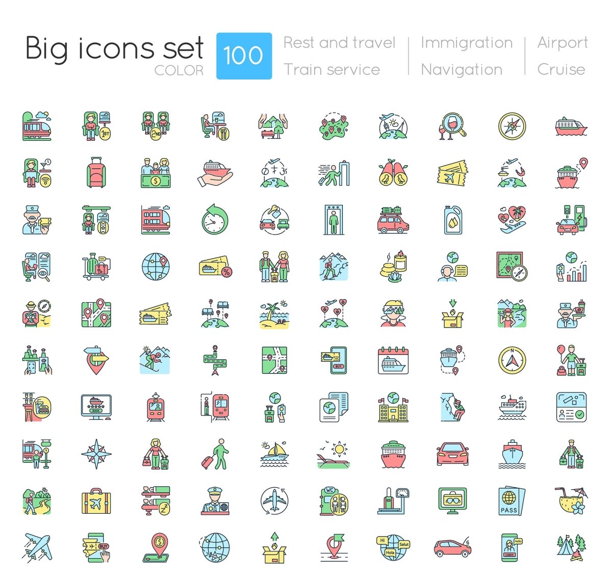 Tourism and travel icons bundle