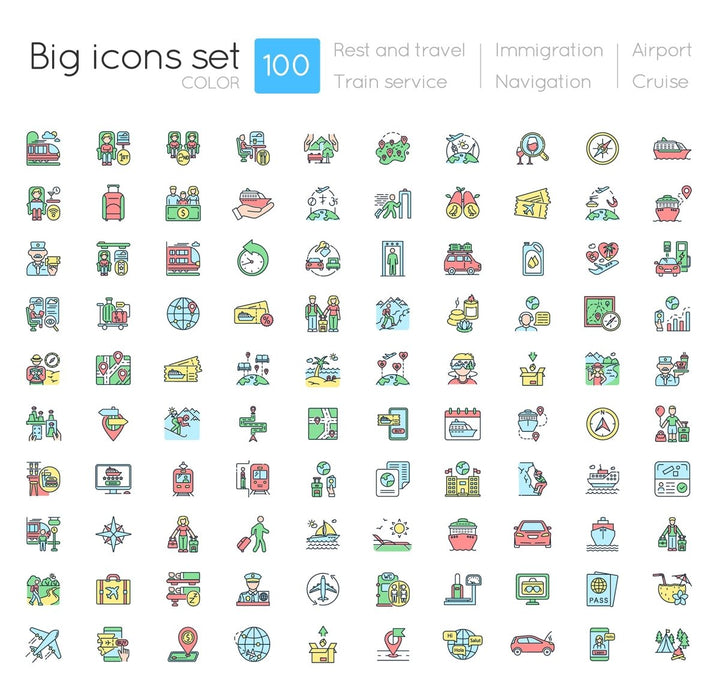 Tourism and travel icons bundle