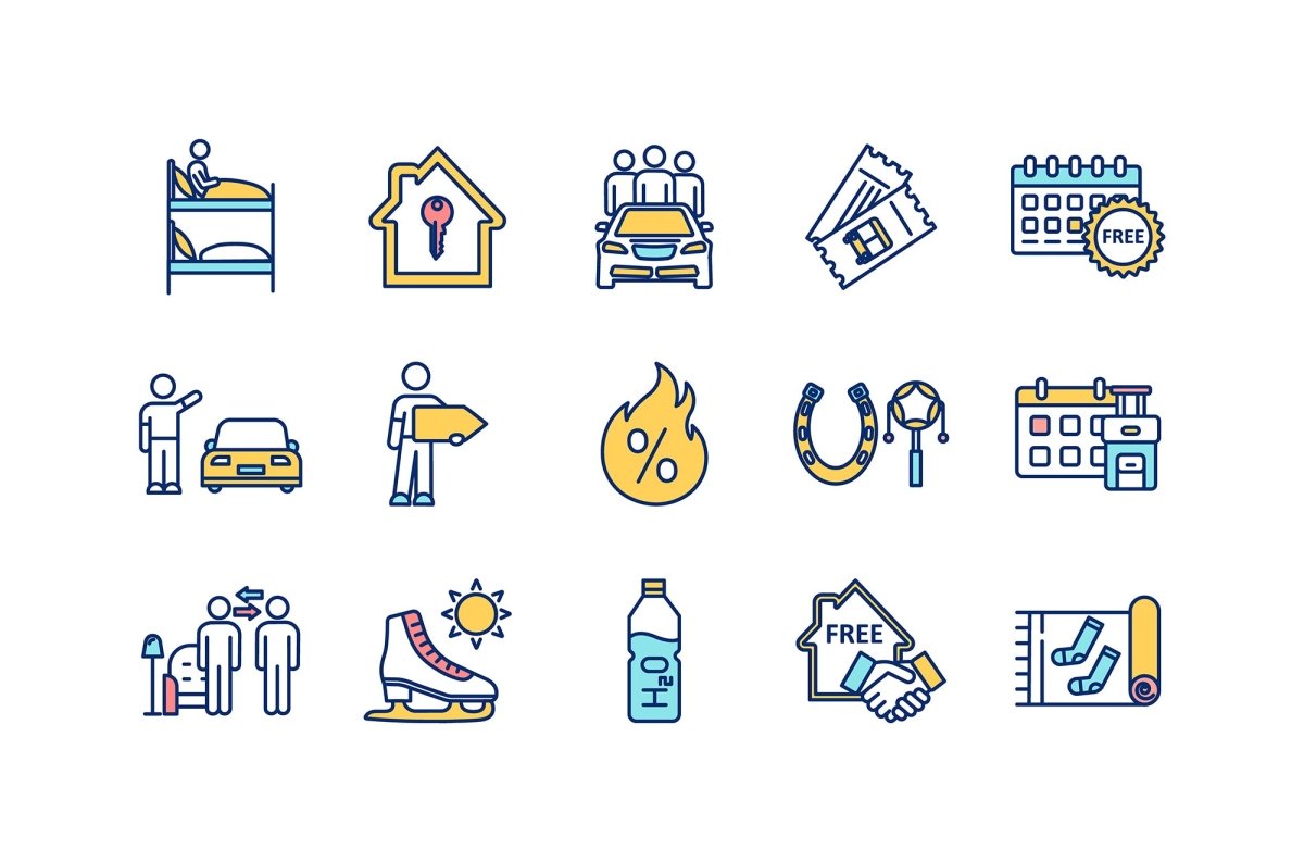 Tourism and travel icons bundle