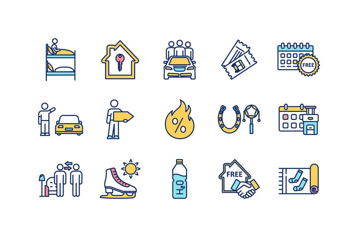 Tourism and travel icons bundle