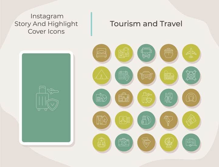 Tourism and travel icons bundle