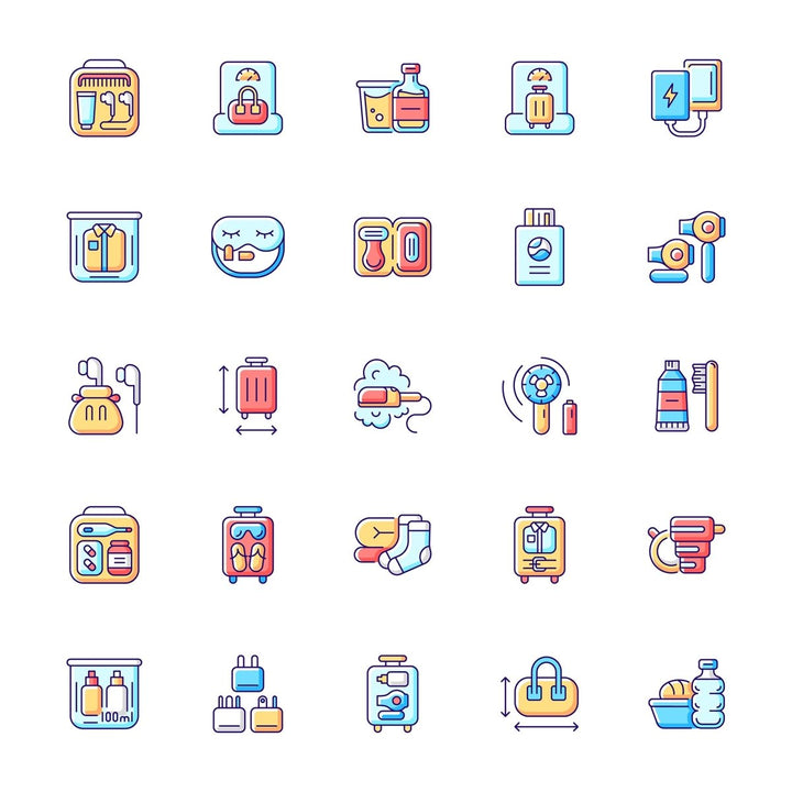 Tourism and travel icons bundle
