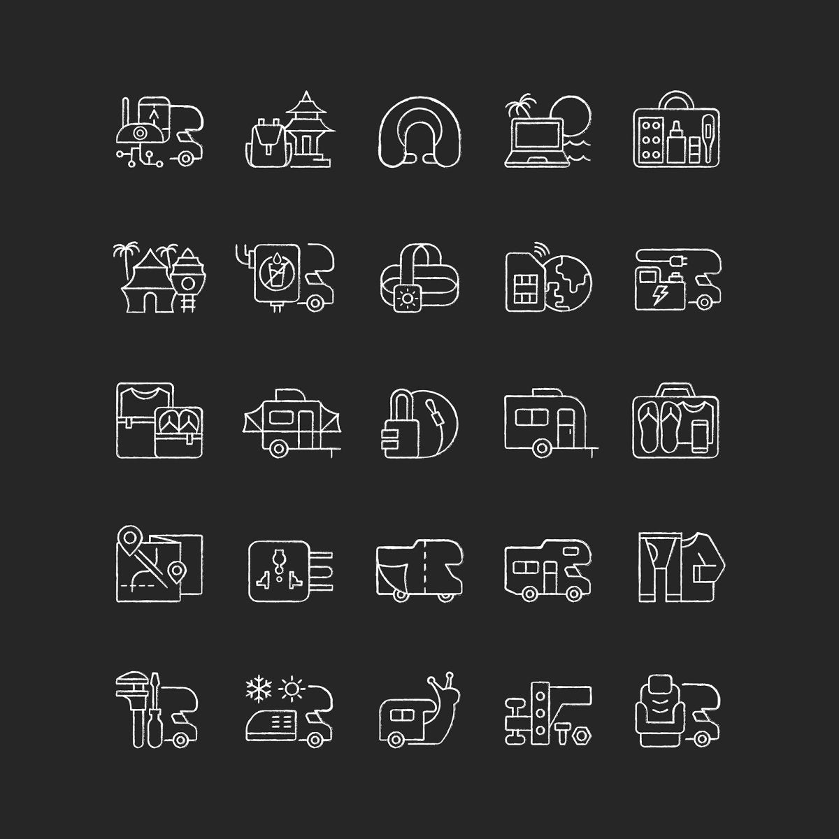 Tourism and travel icons bundle