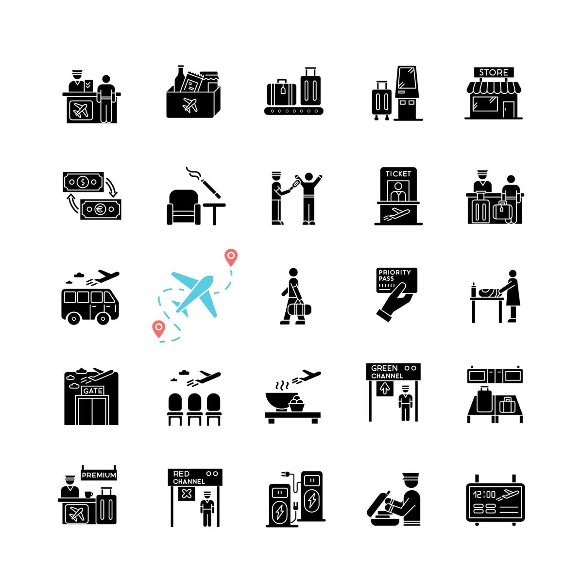 Tourism and travel icons bundle