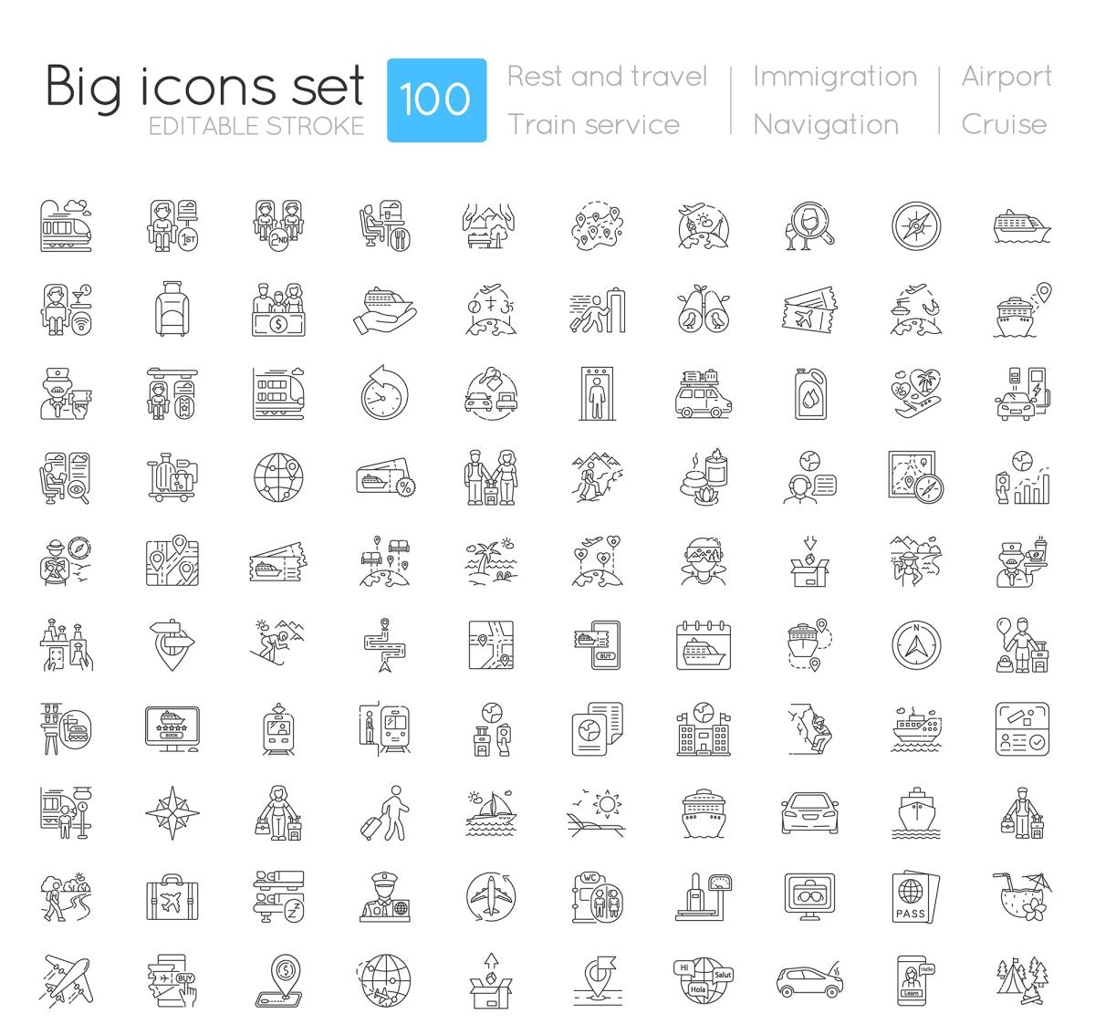 Tourism and travel icons bundle