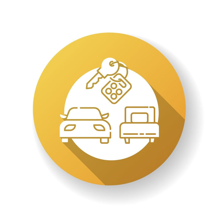 Tourism flat design long shadow glyph icons set