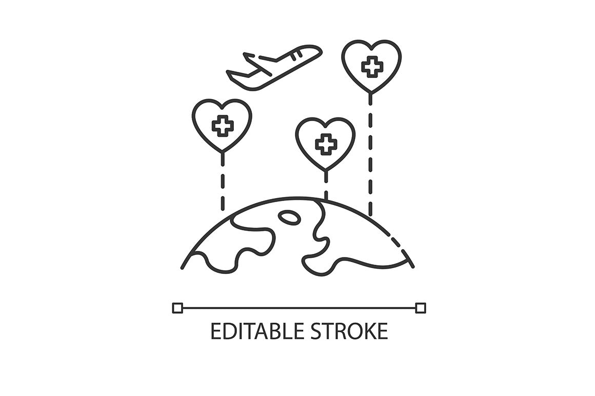Tourism pixel perfect linear icons set
