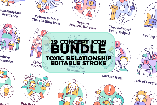 Toxic Relationship Concept Icons Bundle
