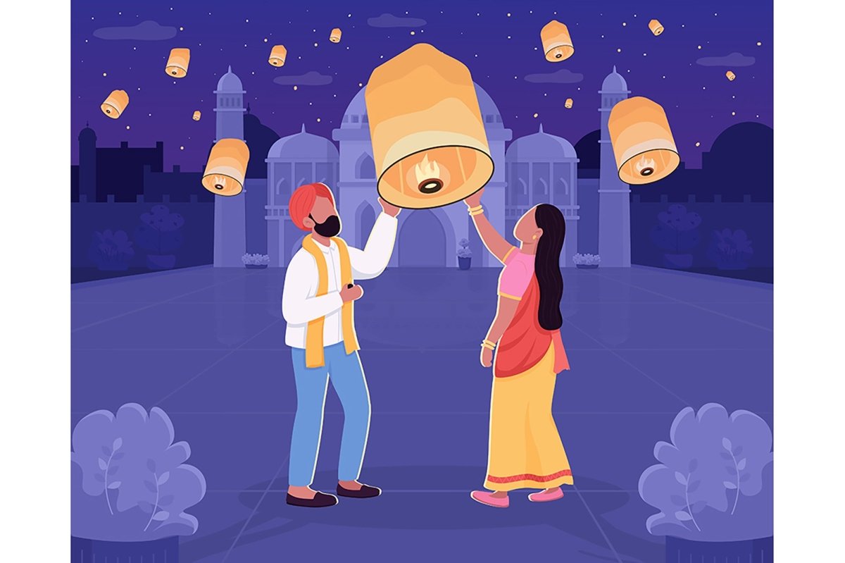 Traditional indian holiday color vector illustrations