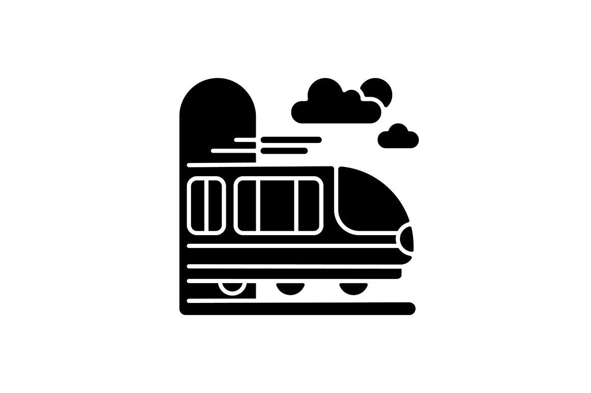 Train services black glyph icons set