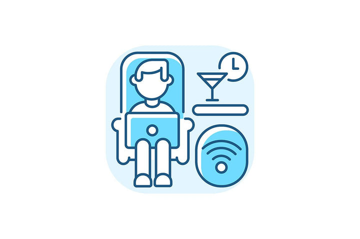 Train services blue RGB color icons set