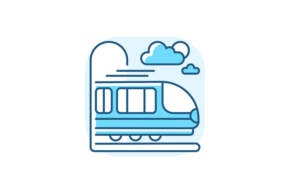 Train services blue RGB color icons set