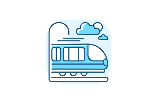Train services blue RGB color icons set