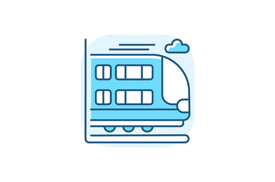 Train services blue RGB color icons set