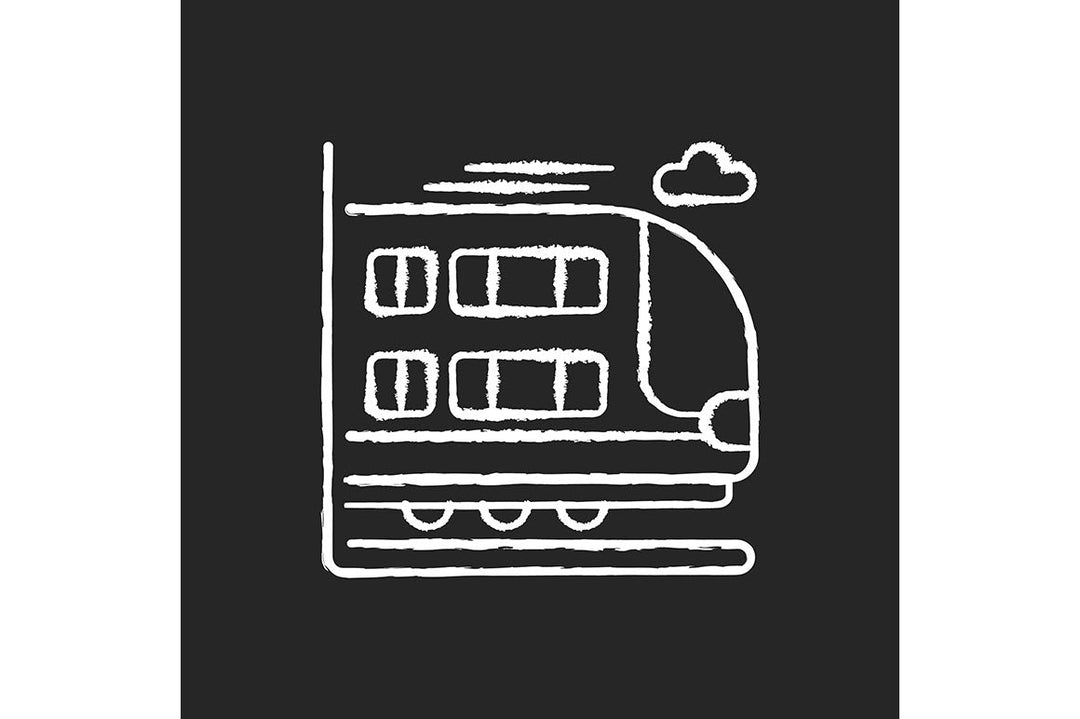 Train services chalk white icons set on black background