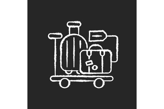 Train services chalk white icons set on black background