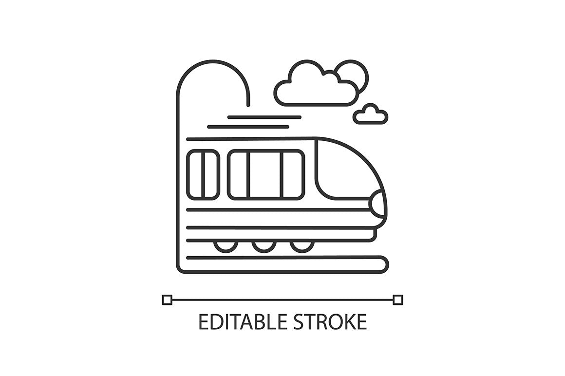 Train services linear icons set