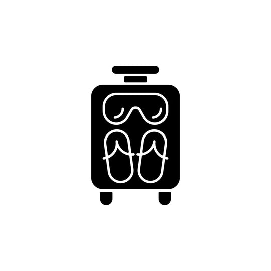 Travel size objects black glyph icons set on white space