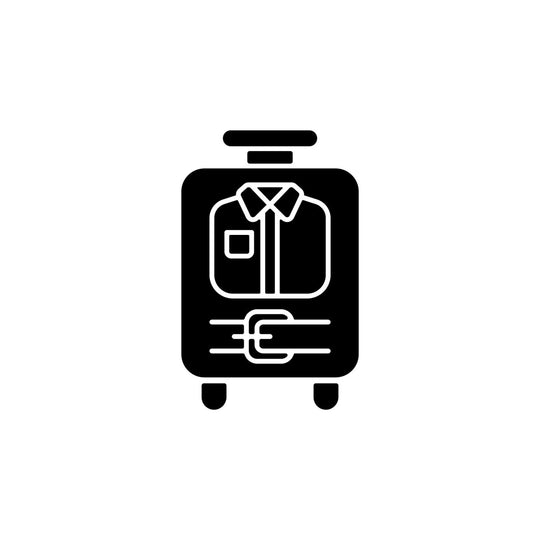 Travel size objects black glyph icons set on white space