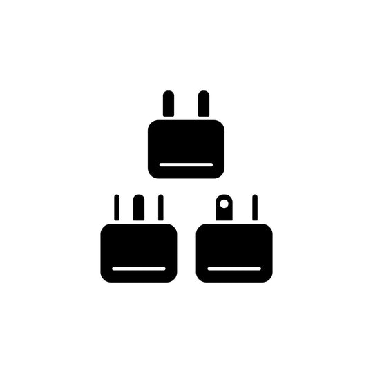 Travel size objects black glyph icons set on white space