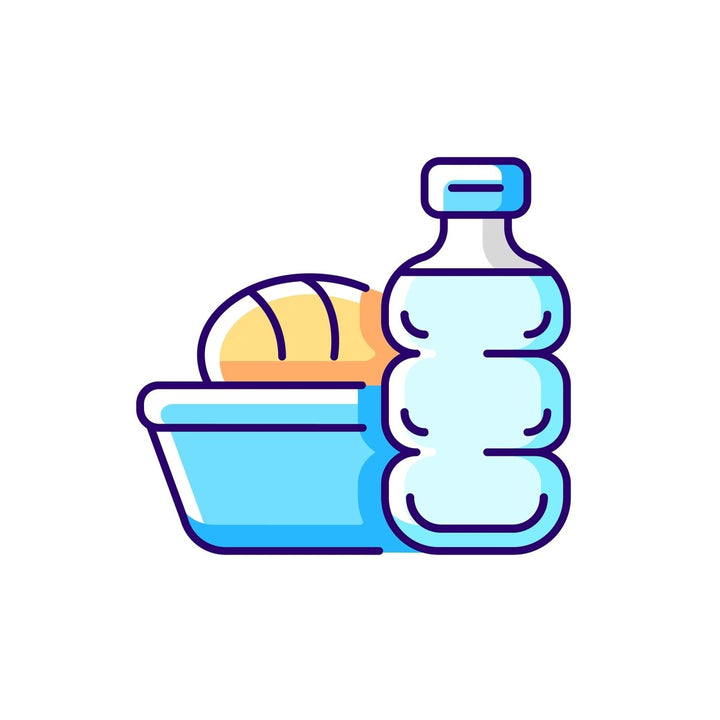 Travel size objects RGB color icons set