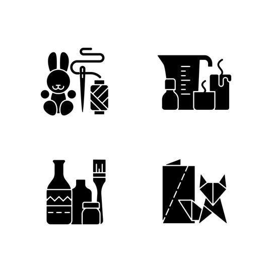 Trending hobbies black glyph icons set on white space